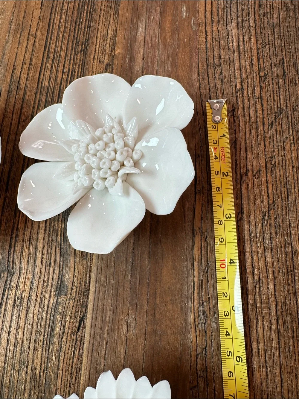 White Ceramic Floral Wall Accents - Set of 4